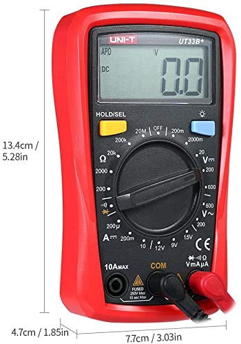 UNI-T UT33B+ LCD Digital Multimeter Battery Test Manual Range DC/AC Voltage DC Current Meter Resistance Tester Voltmeter Ammeter for Home Repairs