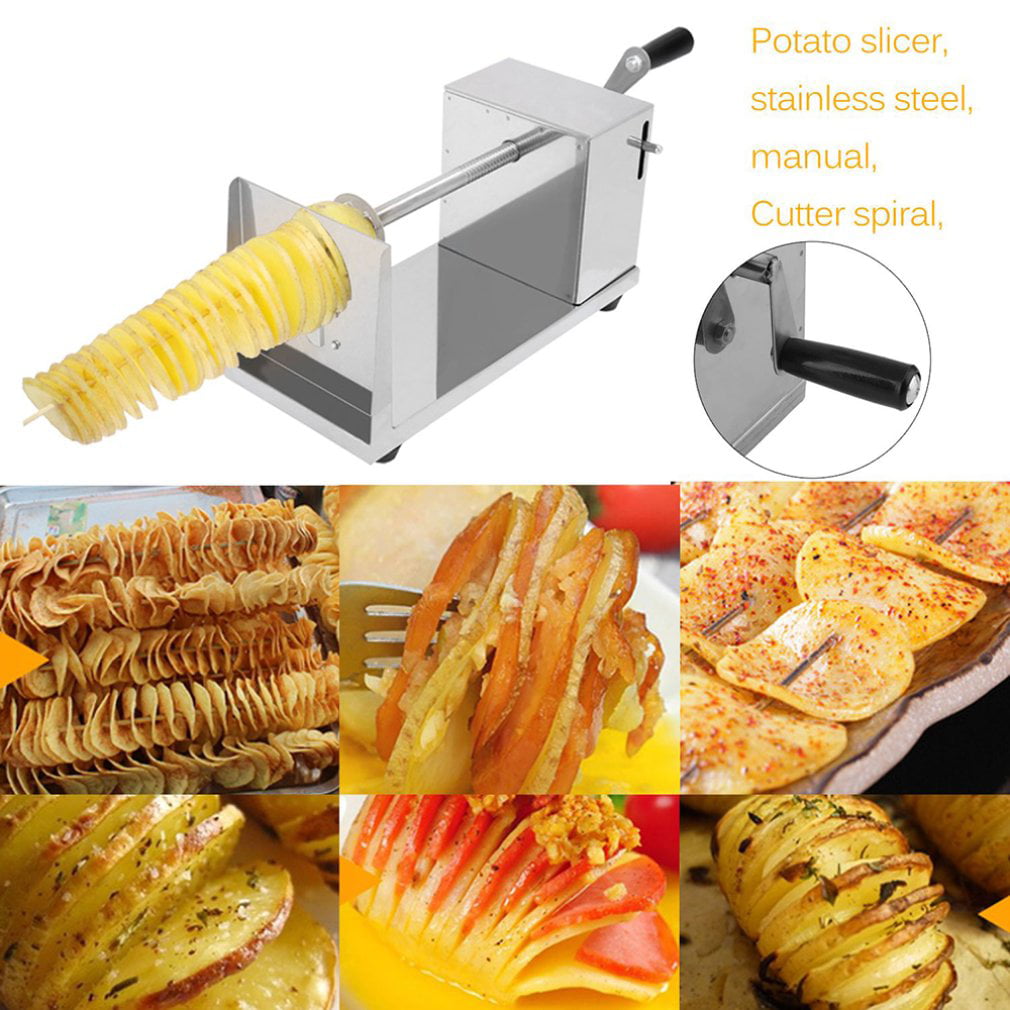 Manual Stainless Steel Twisted Apple Potato Slicer Spiral French Fry Cutter US 
