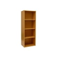 thumbnail image 3 of 4-Tier Natural Bookcase with Wood Grain Finish – Space-Saving Vertical Shelf by PJ Furniture, 3 of 5