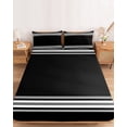 thumbnail image 2 of Twin Sze Fitted Sheet Set - Black Striped 2 Piece Bedding Sets 16" Deep Pocket Fitted Sheet with 1 Pillowcase, Farmhouse Black White Stripes Brushed Microfiber Hotel Luxury Bed Sheets, 2 of 9