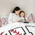 thumbnail image 4 of Manfei Letter H Monogrammed 7pcs Bedding Comforter Set,Baseball Game Lover Queen Bedding Sets,White Red Queen Sheet Sets For Boys,Microfiber Room Decorative Reversible, 4 of 8