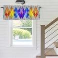 thumbnail image 5 of Kitchen Valances for Window, Abstract Splicing Glasses Diamond Light Filtering Rod Pocket Valance Curtain, Geometric Art Color Ombre Short Curtains Window Topper for Bedroom 42x12in, 5 of 9