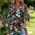 thumbnail image 4 of Delconic Women’s Casual Floral Print V Neck Three Quarter Sleeve Loose Fit Blouse Top for Everyday Wear and Comfortable Style Multicolor XL, 4 of 7