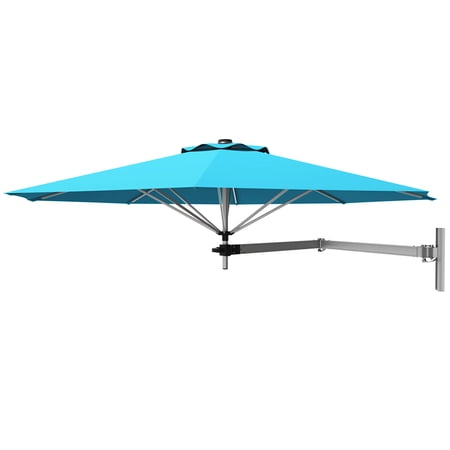 Gymax 8ft Patio Wall Mounted Cantilever Umbrella Parsol W Adjustable Pole Turquoise Walmart Canada