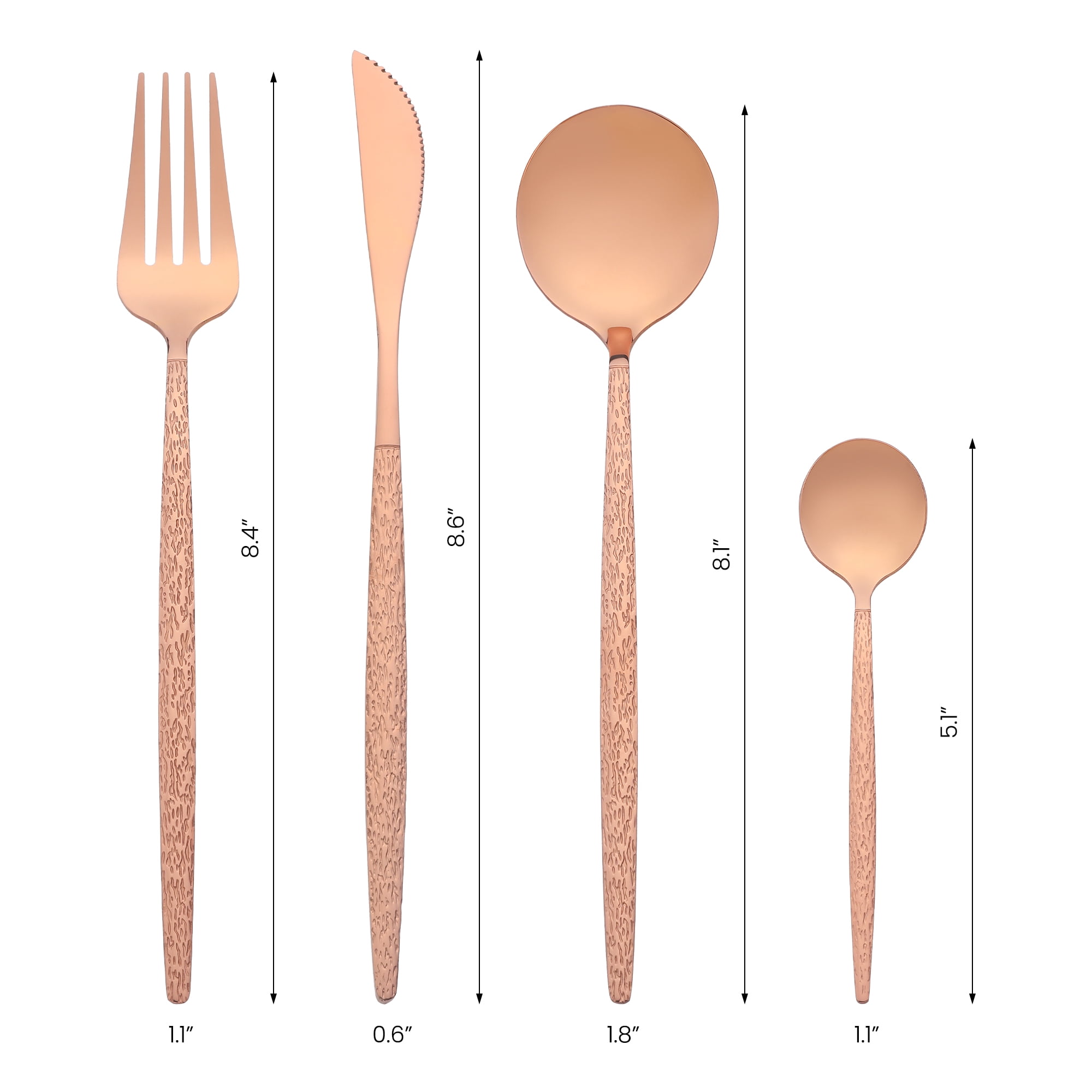 Unique Bargains Stainless Steel Flatware Set Rose Gold 24 Pcs