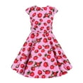 thumbnail image 1 of IBTOM CASTLE Girls 50s Vintage Polka Dot Flower Swing Rockabilly Prom Party Tea Dress Kids Audrey Wedding Formal Cocktail Evening Gown 4-5 Years Cap-Strawberry, 1 of 6