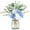Dusty Blue, variant on Faux Flowers with Vase,Artificial Silk Flowers in Vase, Fake Plant Eucalyptus and Willow,Flower Arrangement for Home Farmhouse kitchen Dining Table Centerpiece Decorations Coffee Table Decor (White)