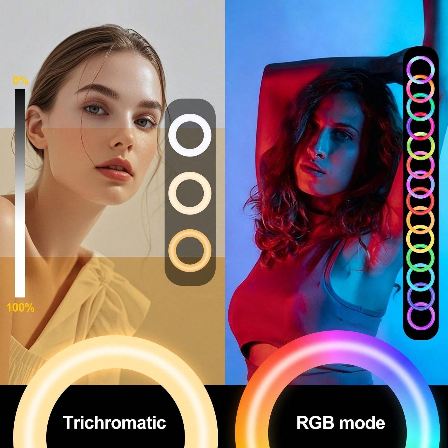 ZOMEI 18 inch Ring Light with Stand, Large Ring Light for iPhone, 3 Clips/USB Ports,2700-6500K with Tripod for Tattoo Lash Barber Makeup Photography Lighting