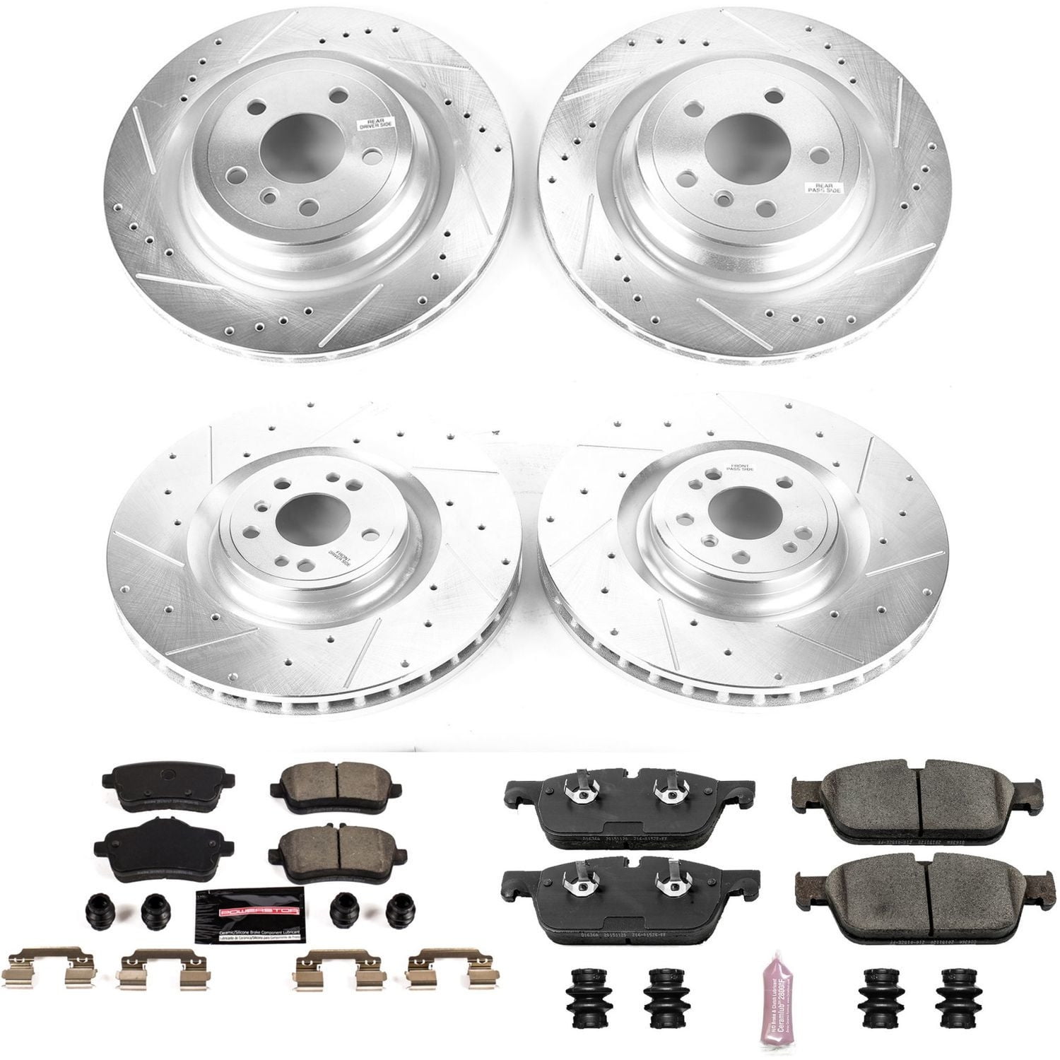 PowerStop Front and Rear Z23 Evolution Sport Carbon-Fiber Ceramic Brake Pad and Drilled & Slotted Rotor Kit Fits: MERCEDES-BENZ Select Models K8191
