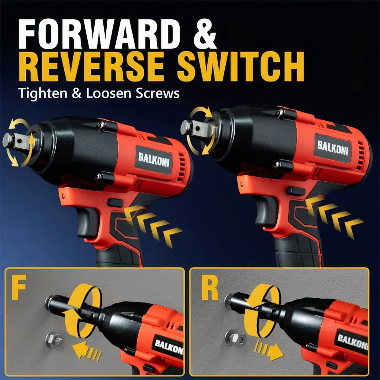 Power Cordless Impact Wrench 1/2", 20V Impact Brushless Motor with 2 x 4.0Ah Batteries, 3-Mode Speed & Max Torque 516 ft lbs (700N.m), Power Impact Wrench with 7 Sockets for Home Car