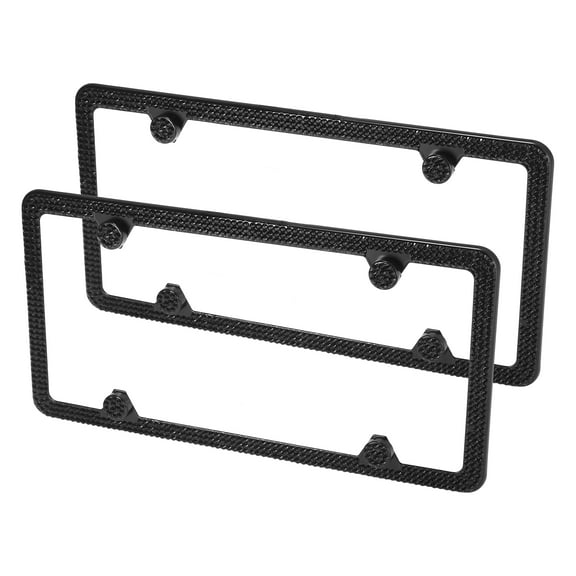 Unique Bargains 2 Pcs Car License Plate Frame Rhinestone Holder Universal 4 Holes,Black