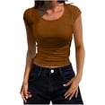 thumbnail image 1 of Chbgutlmr Going out Tops for Women Round Neck Short Sleeve Ribbed Slim Basic Tops Summer Casual T Shirts, 1 of 8