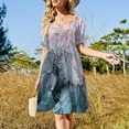 thumbnail image 3 of 2024 Blush and Payne's Grey Flowing Abstract Painting Dress dress for woman summer clothes, 3 of 7
