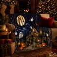 thumbnail image 3 of Enchanted Autumn Night Cottage and Pumpkins, Warm Flannel Blanket for Living Room and Family Room, Art Lovers Autumn Celebration Gift, Festive Home Decor, 3 of 9