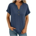 thumbnail image 2 of Timegard Tops for Women Notched V Neck Button Short Sleeve Tee Shirts Summer Casual Fitting Comfy Tops, 2 of 7