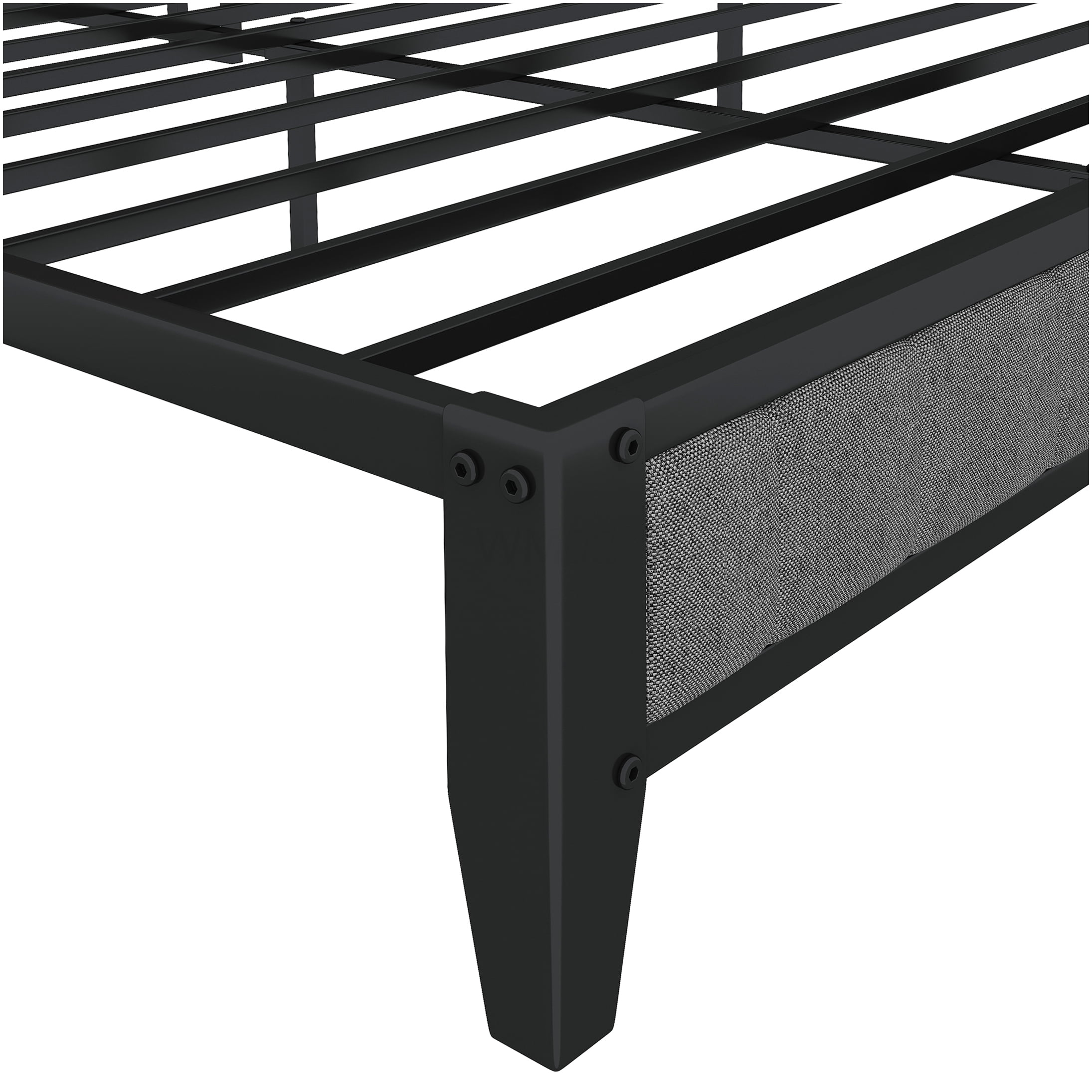 King Size Bed Frame with Upholstered Headboard and USB Charging Station, Heavy Duty Metal Platform, Grey