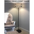 thumbnail image 4 of Kira Home Iris 63" LED Floor Lamp + 9W Bulb ( / ), Beige/Black French Script Shade, Black, 4 of 7