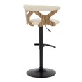 thumbnail image 6 of Gardenia Adjustable Bar Stool, Chrome Bar Stools, Bar Chairs, Swivel Bar Stools, Bar Stools Set of 2 (Zebra Wood, Cream), 6 of 6