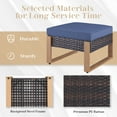 thumbnail image 7 of Gymojoy 2-Piece Brown Wicker Outdoor Ottoman Patio Rattan Footrest Seat Steel Frame Foostool with Removable Blue Cushions, 7 of 7