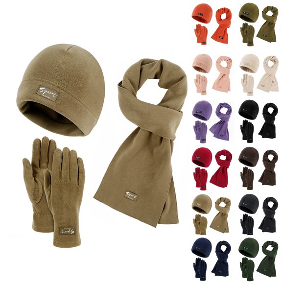 Sentmoon 3PCS Fall Accessories for Women and Men's Winter Hats,Winter Gloves for Men Solid Color Long and Stretchy Women's Scarves & Wraps Fall Gifts Shawl Wraps for Women