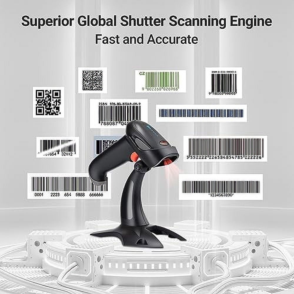 Tera 2D Wireless Barcode Scanner Handheld Barcode Reader with Vibration Alert Gray Model HW0002 Gray
