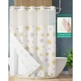thumbnail image 2 of No Hook Shower Curtain with Snap in Liner, Christmas Golden Snowflakes Hotel Shower Curtains for Bathroom, Washable Shower Curtain Liner Set with Mesh Top Window, 72"x72", 2 of 6