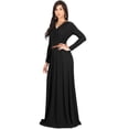 thumbnail image 4 of KOH KOH Long Sleeve Modest Fall Winter Evening Flowy Empire Waist Full Floor Length Cocktail Formal V-Neck Tall Maxi Dress Gown Abaya For Women Black XX-Large US 18-20 NT021, 4 of 6