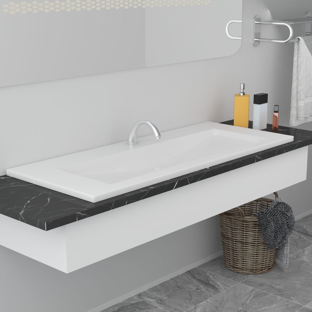 vidaXL Wash Basin Built-in Sink Vanity Sink Bathroom Basin Bath Sink Ceramic