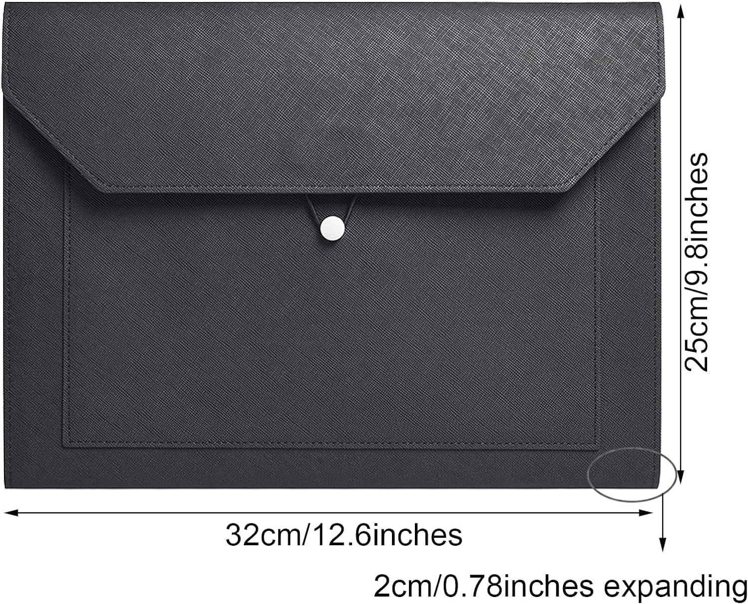 PU Leather A4 File Folder 2 Pockets Portfolio Envelope with Elastic String 3/4 Inch Expansion，Black