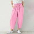 thumbnail image 2 of MIASHUI Pantalon Fille Jambe Droite Décontracté Bas Uni Cordon Élastique Taille, Rose, 7-8 Ans, 2 of 8