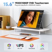 Portable Monitor Touchscreen 15.6 FHD 1080p, Travel Monitor with Built-in Battery & Kickstand & Speakers, HDMI USB C External Portable Monitor for Laptops, PC, Mac, Xbox, Switch, and PS5/4