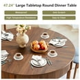 thumbnail image 5 of YOCWO Roman Column Round Dining Table with Drawer Storage, Circle Kitchen Table for 4-6, Large Wood Dinner Table, Wooden Fluted Pedestal Dinning Table for Dining Room, Mid Century Modern Style, 5 of 7