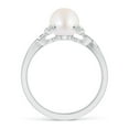 thumbnail image 2 of ANGARA Japanese Akoya Cultured Pearl Crossover Shank Engagement Ring in 14K White Gold for Women | June Birthstone, Birthday, Anniversary, Jewelry Gift for Women | Pearl Ring, 2 of 9