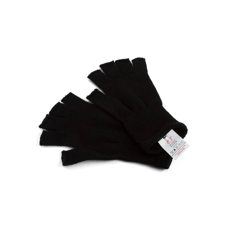 Gravity Threads Unisex Warm Half Finger Stretchy Knit Fingerless Gloves,  Black 