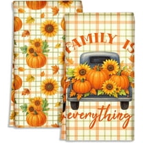Fall Kitchen Towels Set of 2 - Fall Kitchen Dish Towels 18x26 Inches Decorative Autumn Themed Towel for Thanksgiving Harvest, Absorbent Hand Towel with Hanging Loop, Oil Pumpkin