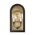 thumbnail image 2 of Grotto 2-Light Outdoor Wall Lantern in Matte Black with Vintage Gold, 2 of 5