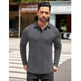 thumbnail image 3 of COOFANDY Mens Long Sleeve Polo Shirts Basic Casual Button T-Shirt Lightweight Pullover Shirts Khaki, 3 of 6