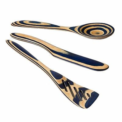 Island Bamboo 3pc 8 Blue  Pakkawood Small Wooden  Kitchen  