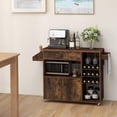 thumbnail image 4 of Topbuy Kitchen Island Cart with Drop-Leaf & Power Outlet Rolling Kitchen Cart on Wheels with Microwave Shelf Glass Holder Brown, 4 of 9