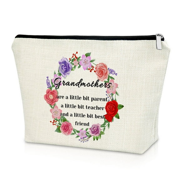 Grandma Gift Makeup Bag Mothers Day Gift from Granddaughter Grandson Birthday Gift for Women Grandmother Retirement Cosmetic Pouch Gift from Grandchildren Christmas Gift for Best Grandmother Ever