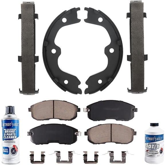 Detroit Axle - Front Ceramic Brake Pads Rear Semi-metallic Brake Shoes Kit Replacement for Nissan Altima Infiniti G35 350Z - 6pc Set