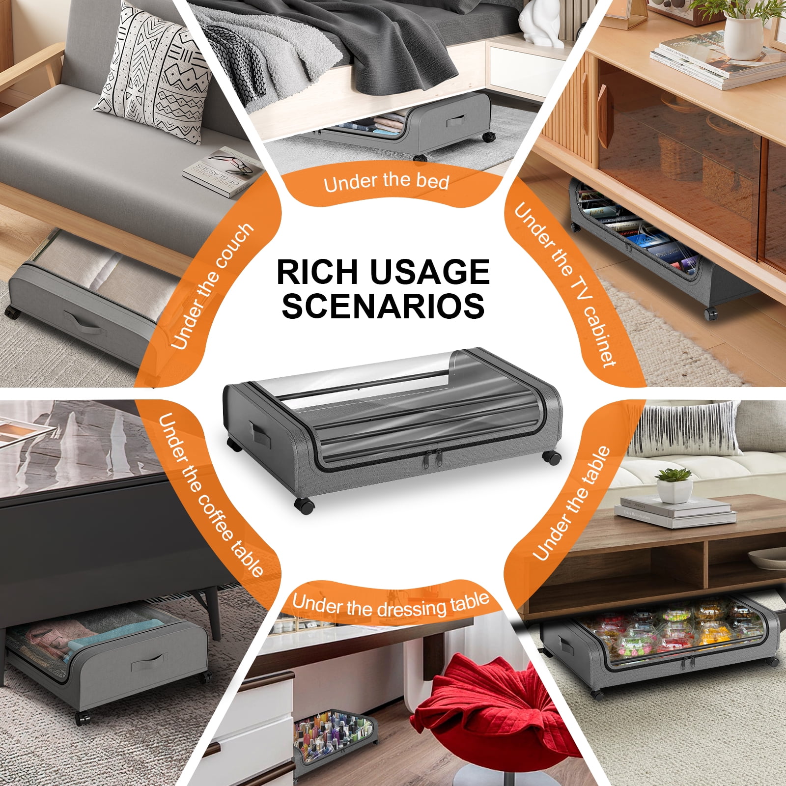 Under Bed Storage Containers ,2PACK Under Bed Storage with Wheels,Large Bedroom Storage Bins with Lids Closet Organizer for Clothes Blankets Shoes Bedding Toys