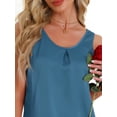 thumbnail image 5 of DARING DIVA Satin Silky Tank Top Shorts Pleated Front 2 Piece Pajama Sets S Blue, 5 of 6