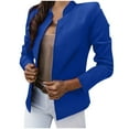 thumbnail image 2 of YOUSNH Women Casual Slim Top Button Long Sleeve Stand Solid Business Jacket Trendy Short Coat Fall Jackets for Women 2024 Blue S, 2 of 9