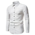 thumbnail image 2 of BiZtdJrK Mens Long Sleeve Button Down Shirts Slim Fit Casual Business Shirt Wrinkle Free Formal Dress Shirts Solid Textured Shirt White XL, 2 of 7