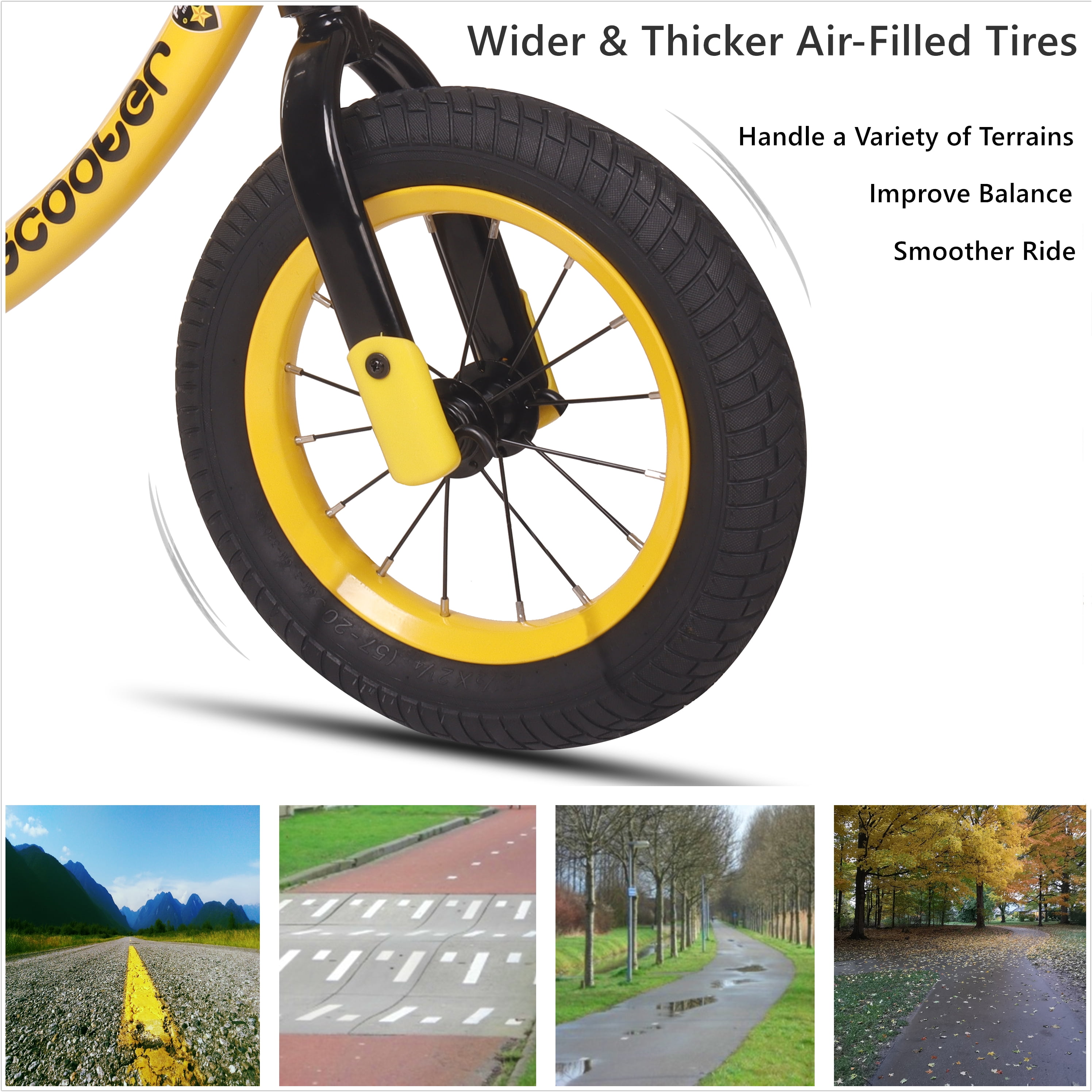 KOOKIDO Balance Bike with Air Tires 