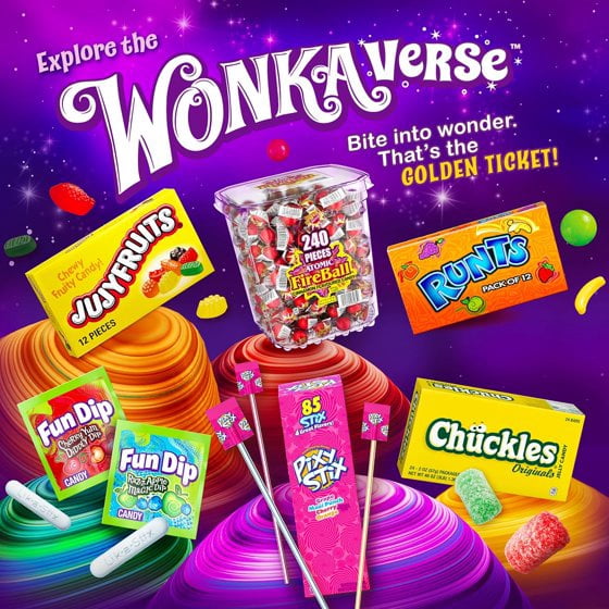 Wonka Bottle Caps, Fizzy Hard Candy, 5 Ounce Theater Candy Boxes (Pack of 7)