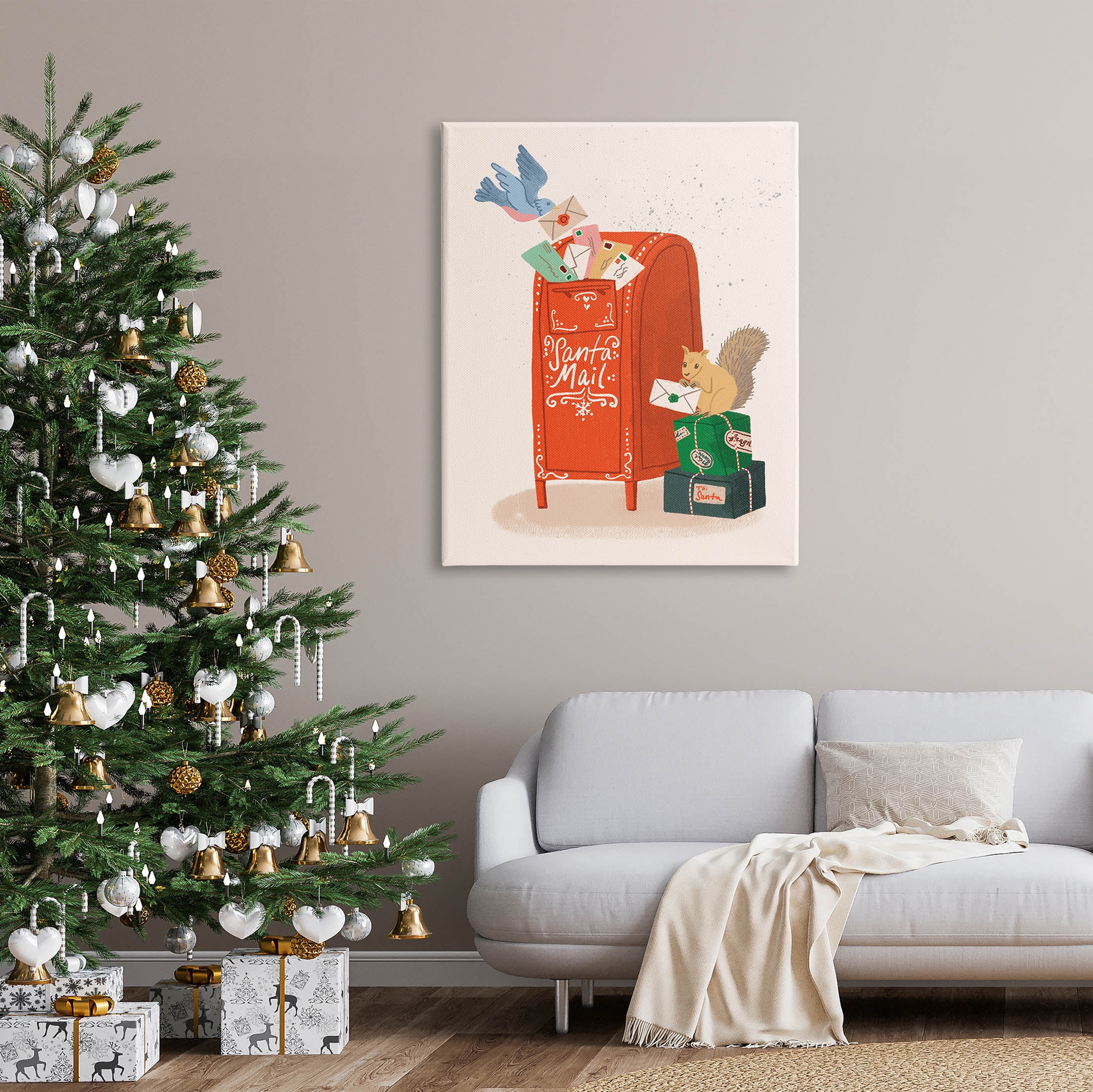 Stupell Industries Santa Mail Holiday Parcels Letters Graphic Art Gallery Wrapped Canvas Print Wall Art, Design by Kristina Hultkrantz