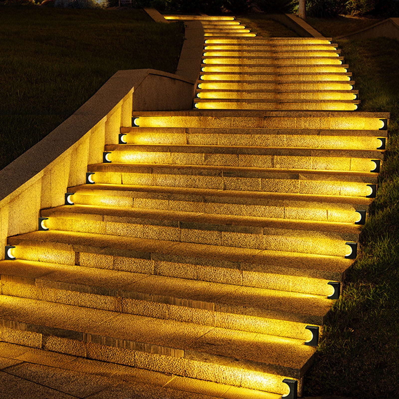 DAMAI Solar Step Lights, IP65 Waterproof LED Stair Lights, Outdoor Solar Powered Step Lighting for Patio Decor, Deck, Porch, Front Door, Walkway