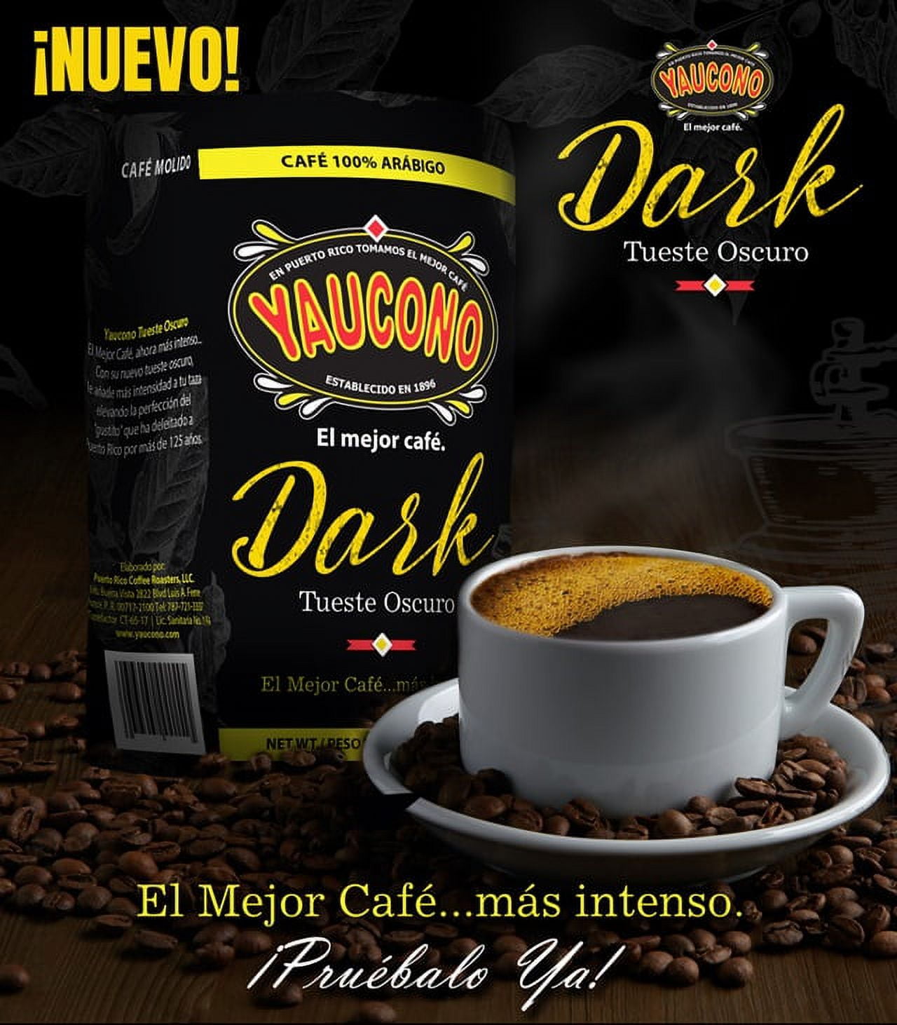 Yaucono Dark Roast Ground Coffee, 100% Arabica, 10 Ounce (Pack of 4)